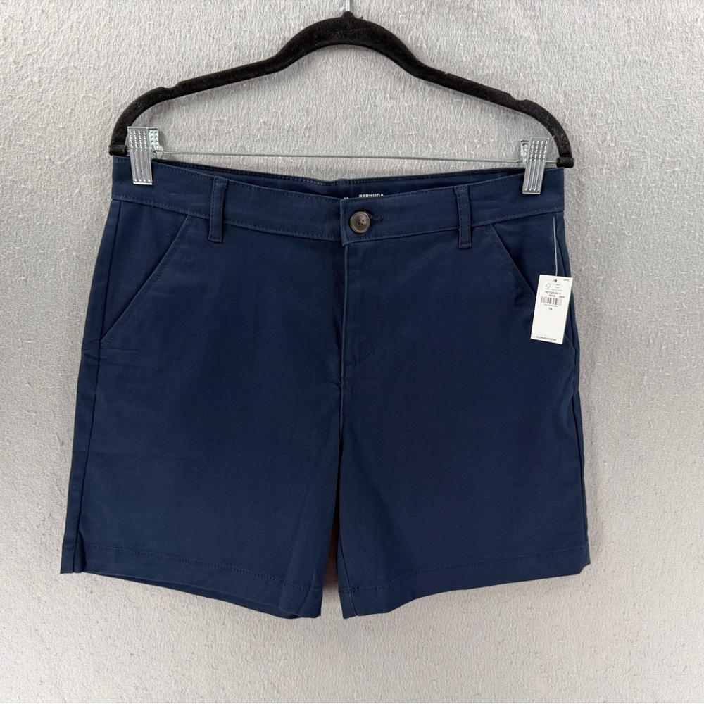 Old Navy Girls School Uniform Bermuda Chino Shorts Size 18 Plus Navy Relaxed NEW
